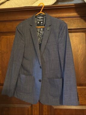 MURANO Men's Blue Gray Textured Sport Coat